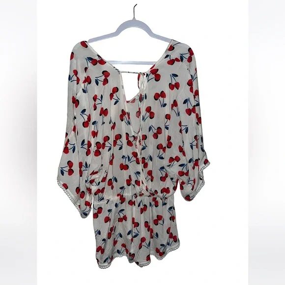 Kate Spade New York Women's Medium Cherry Toss Romper Coverup - Picture 3 of 6